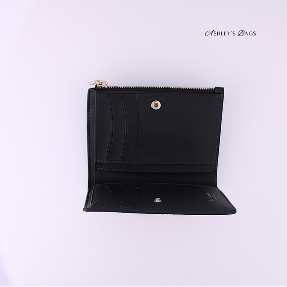 Kate Spade x Disney Minnie Mickey Spade Flower Jacquard Compact Bifold Wallet - Picture 4 of 5